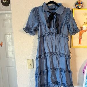 Sister Jane L Blue and Black Collar Mini Dress, L